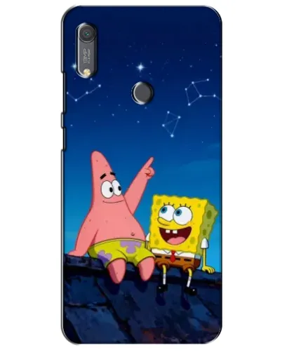 Чохол для Huawei Y6s з картинкою «Губка Боб та Патрік вночі»