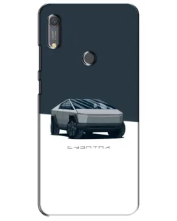 Чехол для Huawei Y6s с картинкой «Серебристый Cybertruck Tesla»