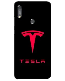 Чехол для Huawei Y6s с картинкой «Tesla Red Logo»