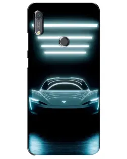Чехол для Huawei Y6s с картинкой «Tesla в неоне»