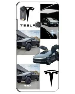 Чехол для Huawei Y6s с картинкой «Коллаж Cybertruck Tesla»