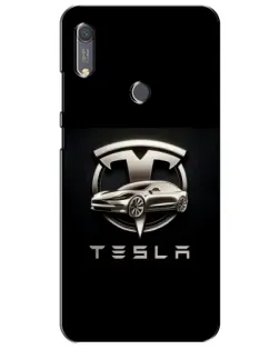 Чехол для Huawei Y6s с картинкой «Tesla — серебристое авто»
