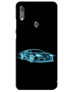 Чехол для Huawei Y6s с картинкой «Неоновый контур Lamborghini»