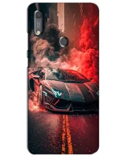 Чехол для Huawei Y6s с картинкой «Lamborghini красный дым»