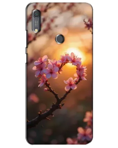 Чехол для Huawei Y6s с картинкой «Розовый цвет сердце на фоне заката» Чехол для Huawei Y6s с картинкой «Розовый цвет сердце на фоне заката»