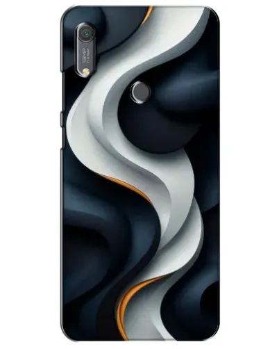Чехол для Huawei Y6s с картинкой «Объемные черно-белые ленты»