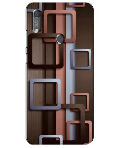 Чехол для Huawei Y6s с картинкой «Коричневые объемные квадраты»