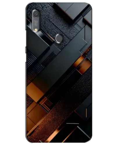 Чехол для Huawei Y6s с картинкой «Черные геометрические блоки»