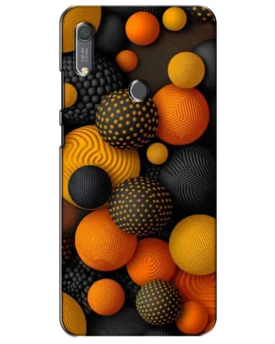 Чехол для Huawei Y6s с картинкой «Объемные оранжевые сферы»