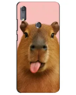 Чехол для Huawei Y6s с картинкой «Капибара с языком»