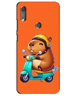 Чехол для Huawei Y6s с картинкой «Капибара на скутере»