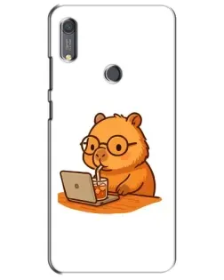 Чехол для Huawei Y6s с картинкой «Капибара с ноутбуком»