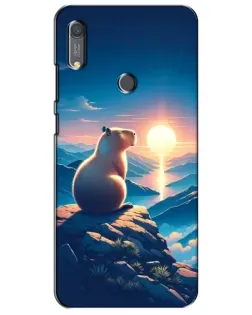 Чехол для Huawei Y6s с картинкой «Закат солнца с капибарой»