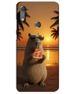 Чехол для Huawei Y6s с картинкой «Капибара с пиццей»