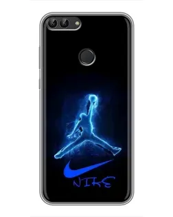 Чехол для Huawei Y7 Prime 2018 с картинкой «Jordan Neon Blue»