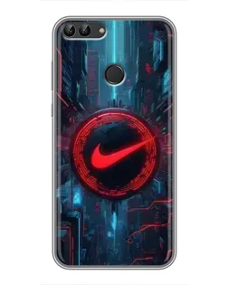 Чехол для Huawei Y7 Prime 2018 с картинкой «Техногенный стиль Nike»