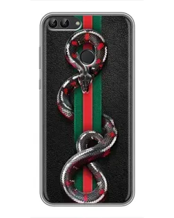 Чехол для Huawei Y7 Prime 2018 с картинкой «Gucci — змея на полосе»