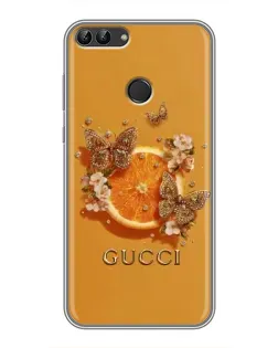 Чехол для Huawei Y7 Prime 2018 с картинкой «Gucci — золотые бабочки»