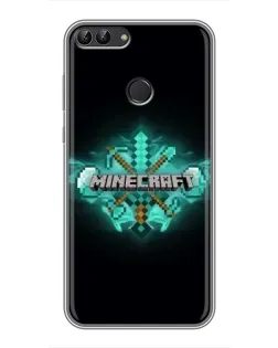 Чехол для Huawei Y7 Prime 2018 с картинкой «Minecraft Diamond лого»