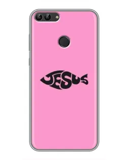 Чехол для Huawei Y7 Prime 2018 с картинкой «Розовый символ  Jesus»