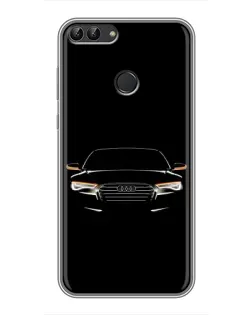 Чехол для Huawei Y7 Prime 2018 с картинкой «Audi — ночной контур»