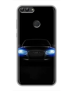 Чехол для Huawei Y7 Prime 2018 с картинкой «Audi в неоне»