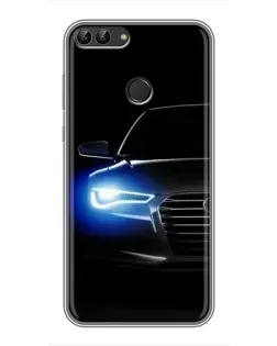 Чехол для Huawei Y7 Prime 2018 с картинкой «Неоновый взгляд Audi»