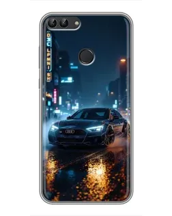 Чехол для Huawei Y7 Prime 2018 с картинкой «Ночной город и Audi»