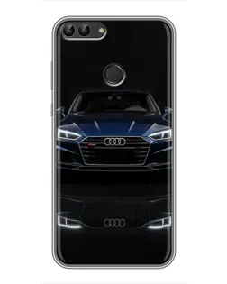 Чехол для Huawei Y7 Prime 2018 с картинкой «Audi — ночное отражение»