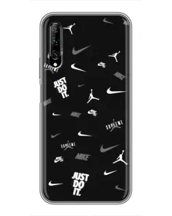 Чехол для Huawei Y7 Pro 2019 с картинкой «Nike Black Pattern»