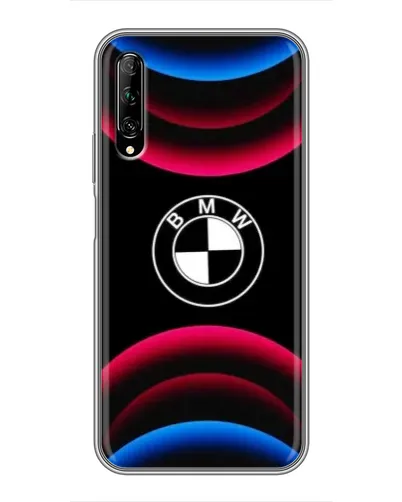 Чехол для Huawei Y7 Pro 2019 с картинкой «Логотип BMW и неоновые дуги»