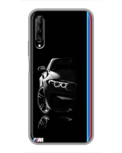 Чехол для Huawei Y7 Pro 2019 с картинкой «Силуэт BMW в темноте»