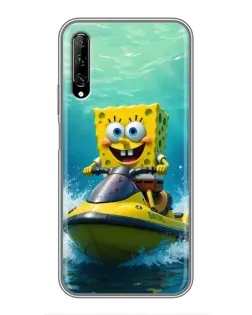 Чехол для Huawei Y7 Pro 2019 с картинкой «Спанч Боб на гидроцикле» Чехол для Huawei Y7 Pro 2019 с картинкой «Спанч Боб на гидроцикле»