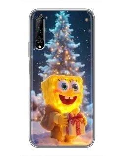 Чехол для Huawei Y7 Pro 2019 с картинкой «Рождественский Спанч Боб»