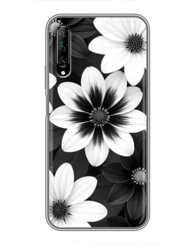 Чехол для Huawei Y7 Pro 2019 с картинкой «Монохромные астры»