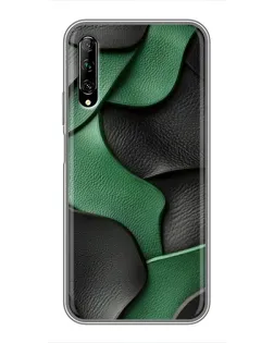 Чехол для Huawei Y7 Pro 2019 с картинкой «Зеленые кожаные волны»