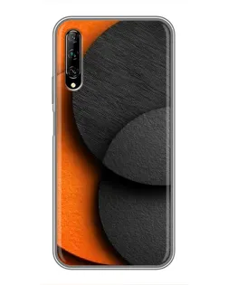 Чехол для Huawei Y7 Pro 2019 с картинкой «Геометрия оранжевых кругов»
