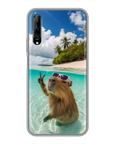 Чехол для Huawei Y7 Pro 2019 с картинкой «Капибара на море»