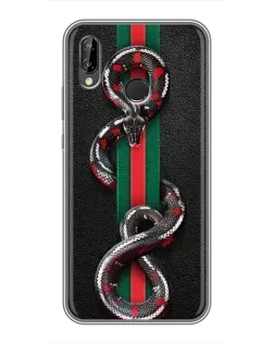 Чехол для Huawei Y7 2019 с картинкой «Gucci — змея на полосе»