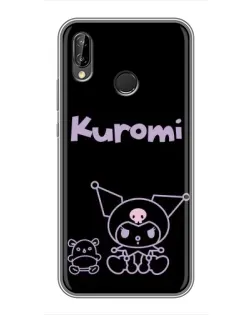 Чехол для Huawei Y7 2019 с картинкой «Kuromi — черный минимализм»