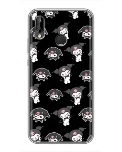Чехол для Huawei Y7 2019 с картинкой «Черный паттерн Kuromi»