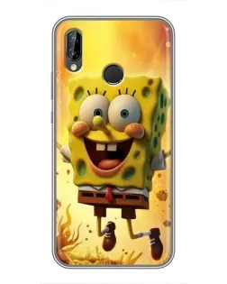 Чехол для Huawei Y7 2019 с картинкой «Губка Боб прыгает»