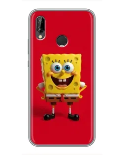 Чехол для Huawei Y7 2019 с картинкой «Спанч Боб на красном»