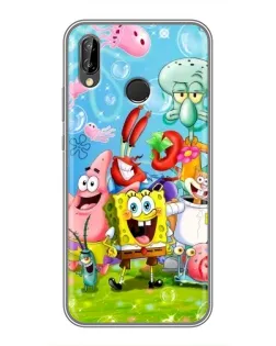 Чехол для Huawei Y7 2019 с картинкой «Губка Боб и друзья»