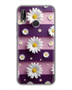 Чехол для Huawei Y7 2019 с картинкой «Ромашки на фиолетовом»