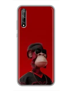 Чехол для Huawei P Smart S / Y8p (2020) с картинкой «Bored Ape в красном»