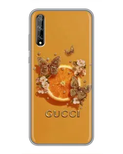 Чехол для Huawei P Smart S / Y8p (2020) с картинкой «Gucci — золотые бабочки»