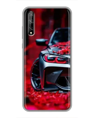 Чехол для Huawei P Smart S / Y8p (2020) с картинкой «Спортивная BMW и цветы»