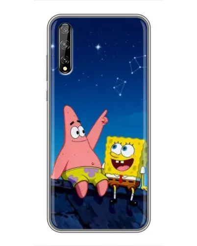 Чехол для Huawei P Smart S / Y8p (2020) с картинкой «Губка Боб и Патрик ночью»
