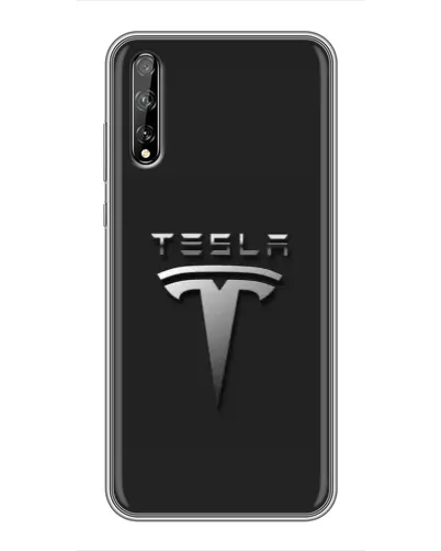 Чехол для Huawei P Smart S / Y8p (2020) с картинкой «Стальной логотип Tesla»